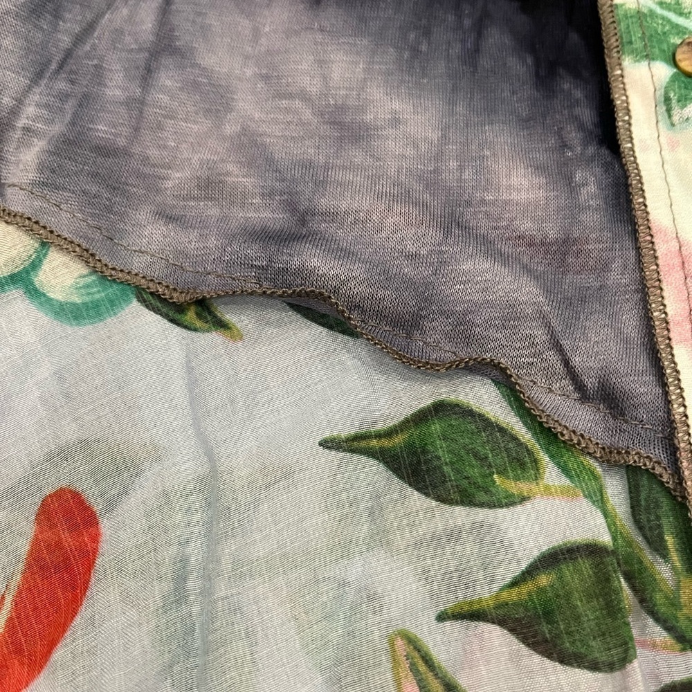 [XL/PTP22”]Funsport Floral Button Hip Shirt Blue Mixed Fabric Multicoloured - Picture 4 of 9
